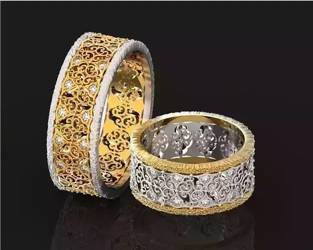 vintage  wedding rings patterned744