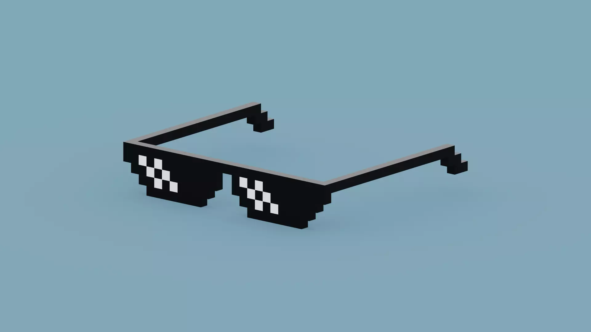 Voxel Sunglasses Low-poly 3D model_0