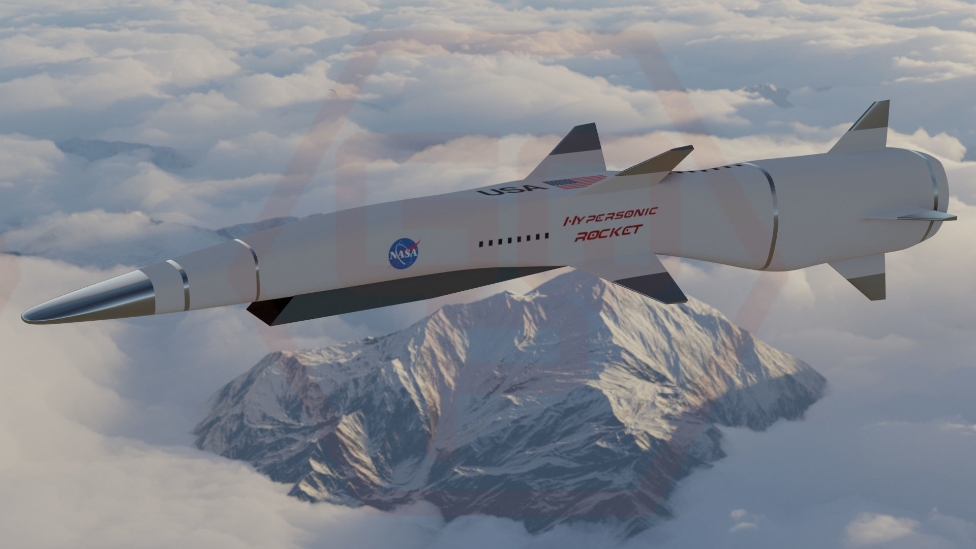 Hypersonic rocket Low-poly 3D model_23