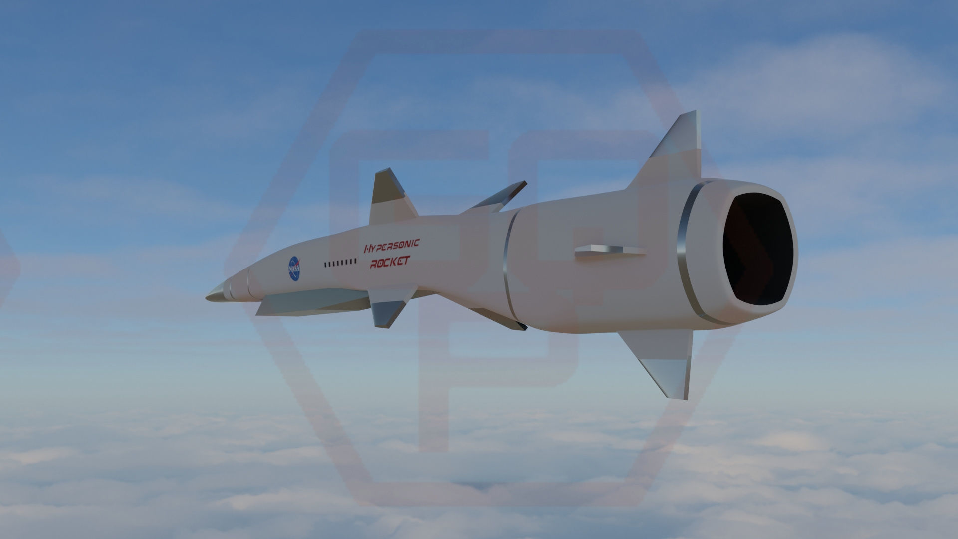 Hypersonic rocket Low-poly 3D model_7