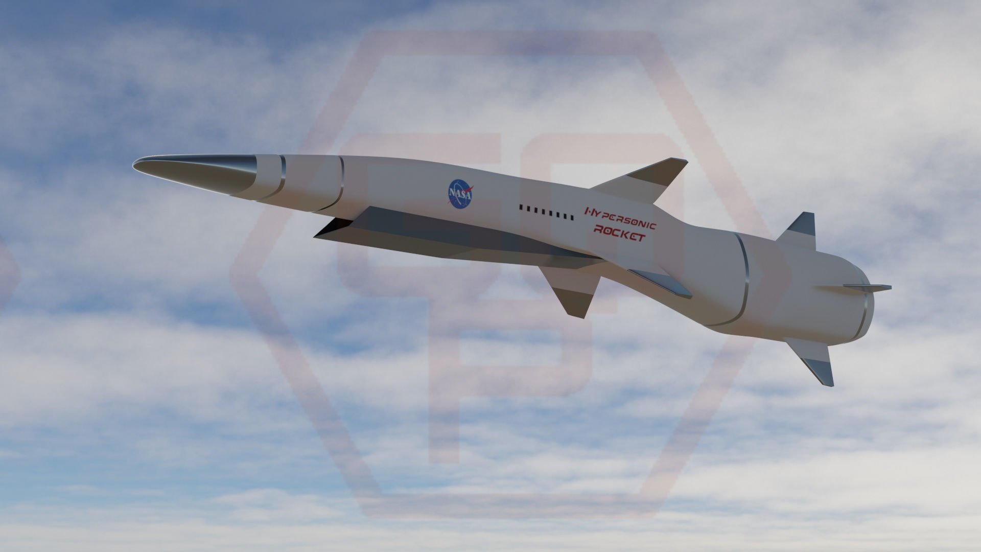 Hypersonic rocket Low-poly 3D model_21