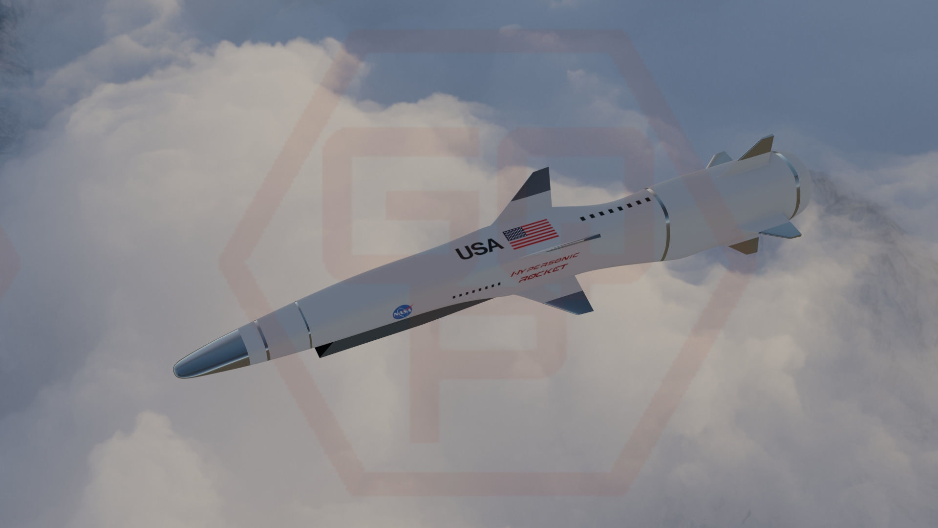 Hypersonic rocket Low-poly 3D model_6