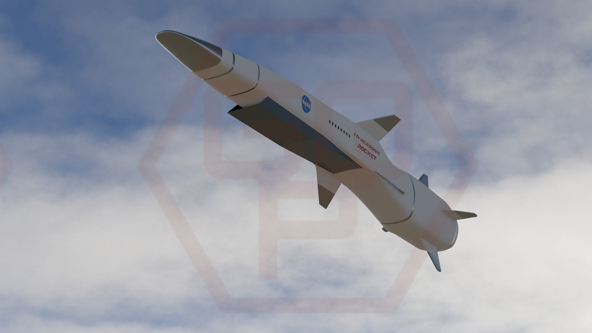Hypersonic rocket Low-poly 3D model_20