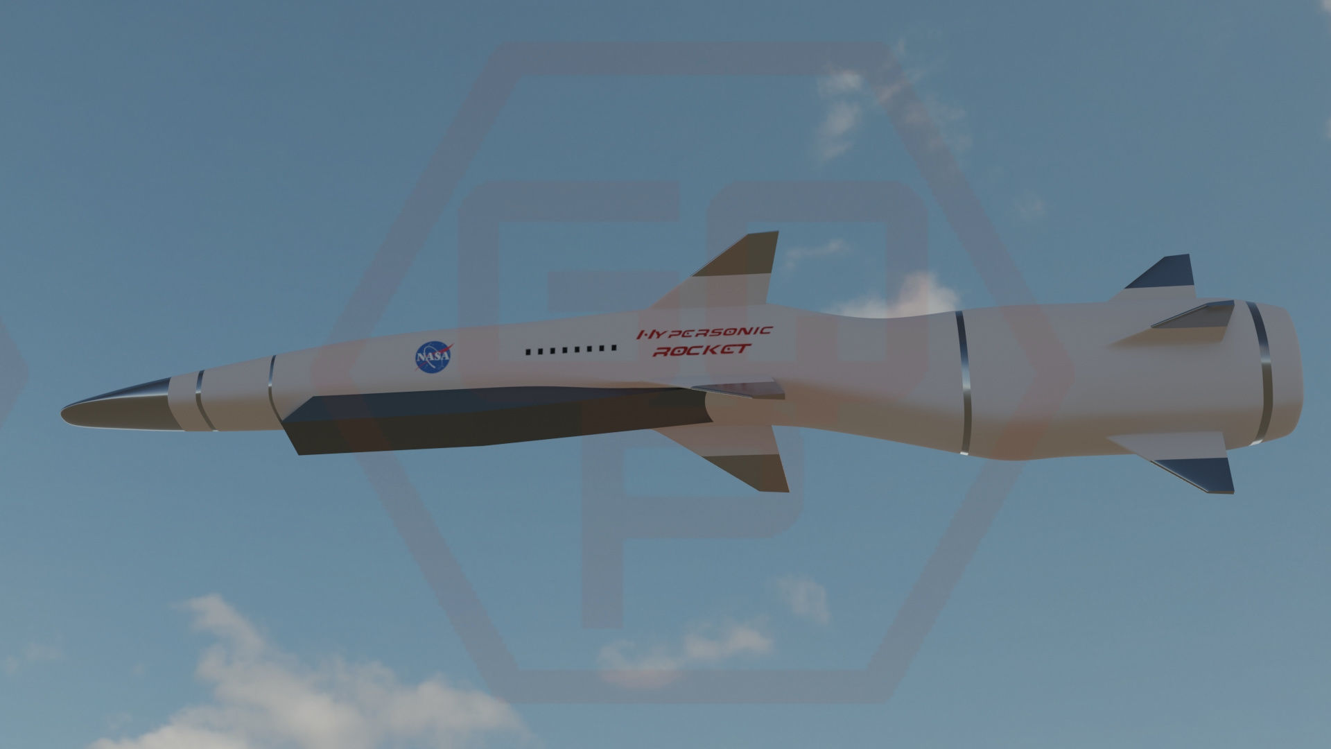 Hypersonic rocket Low-poly 3D model_9
