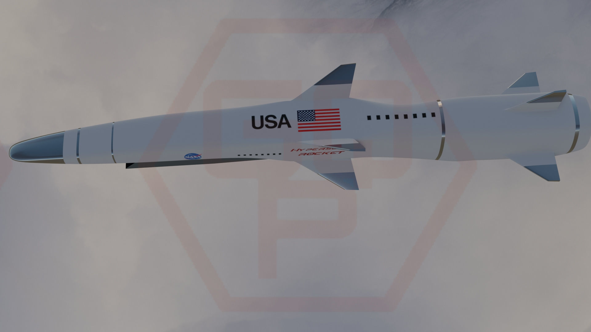 Hypersonic rocket Low-poly 3D model_11