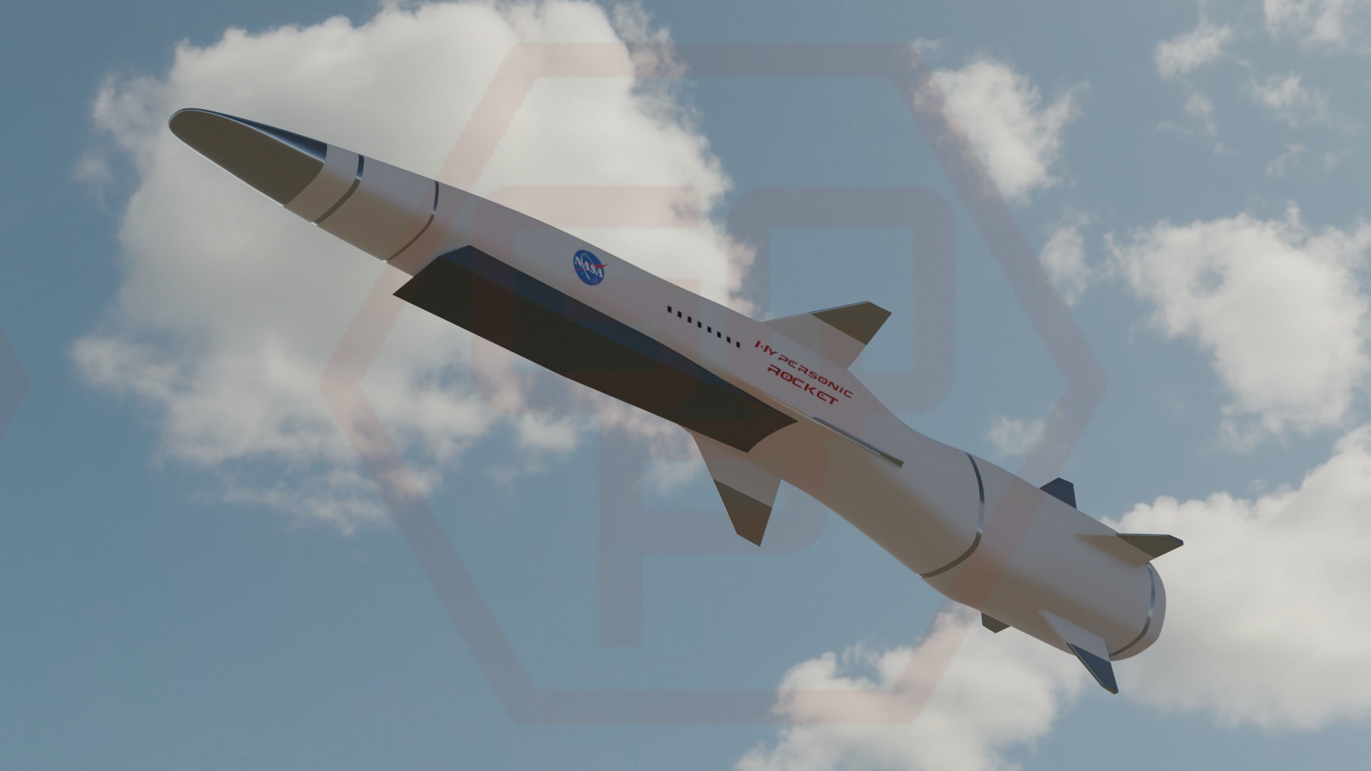 Hypersonic rocket Low-poly 3D model_8