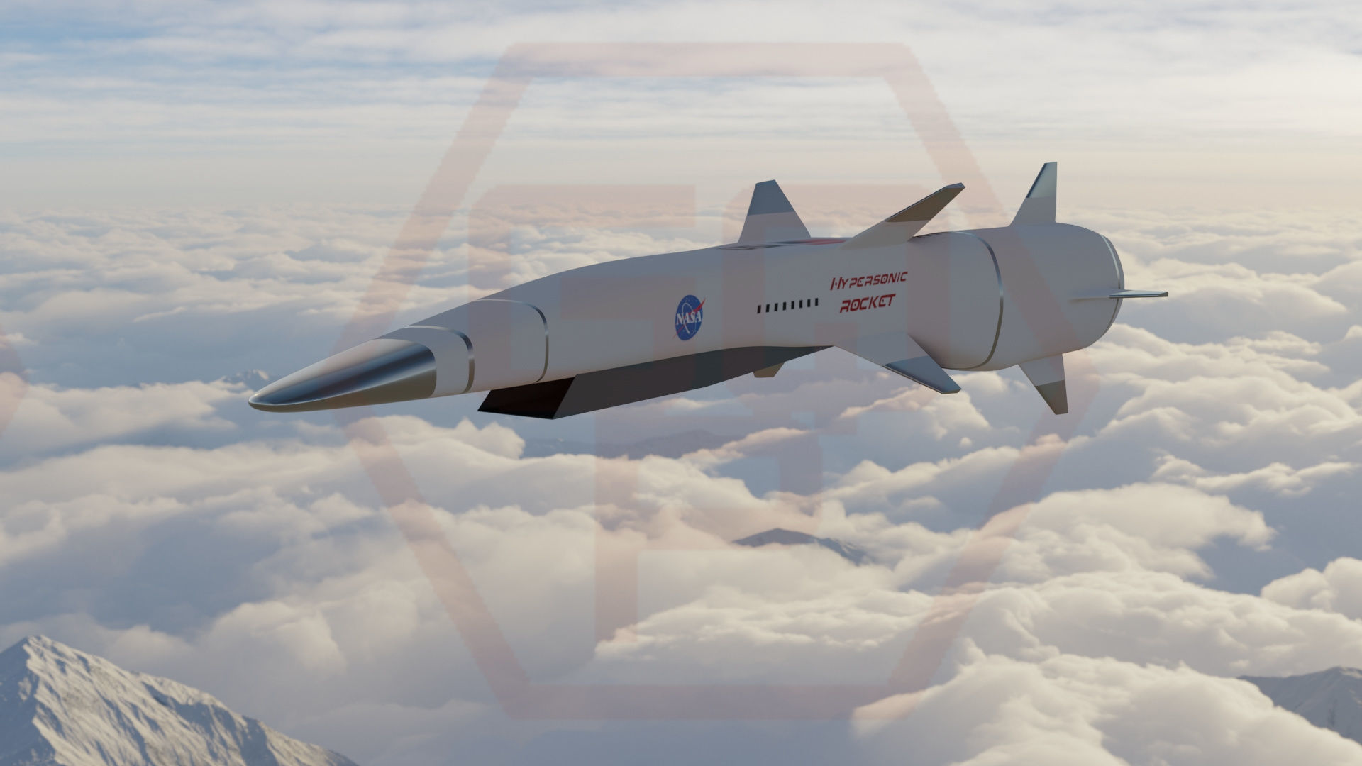 Hypersonic rocket Low-poly 3D model_5