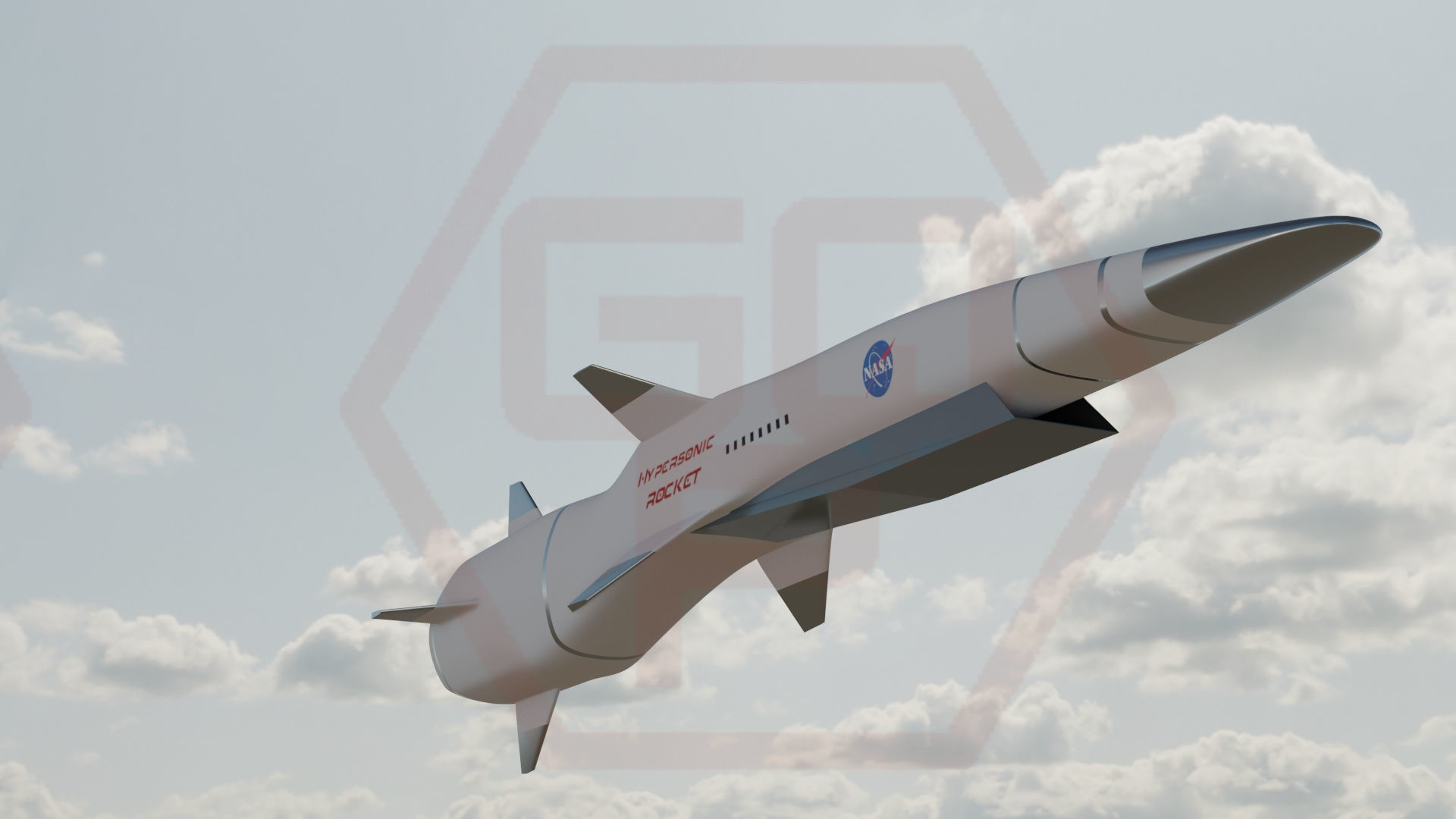 Hypersonic rocket Low-poly 3D model_10
