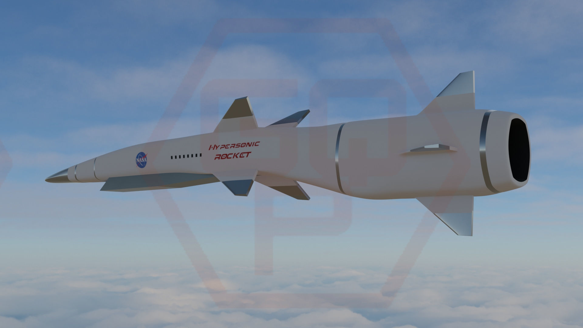 Hypersonic rocket Low-poly 3D model_1