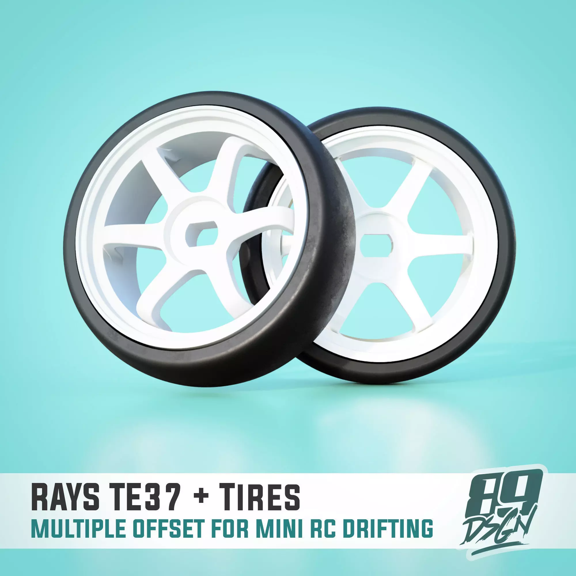 RAYS TE37 wheels set for RC drifting wltoys miniz - multi offset 3D print model_0