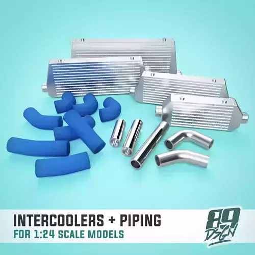 Intercoolers and connections - big set for 1-24 scale modelling  3D print model