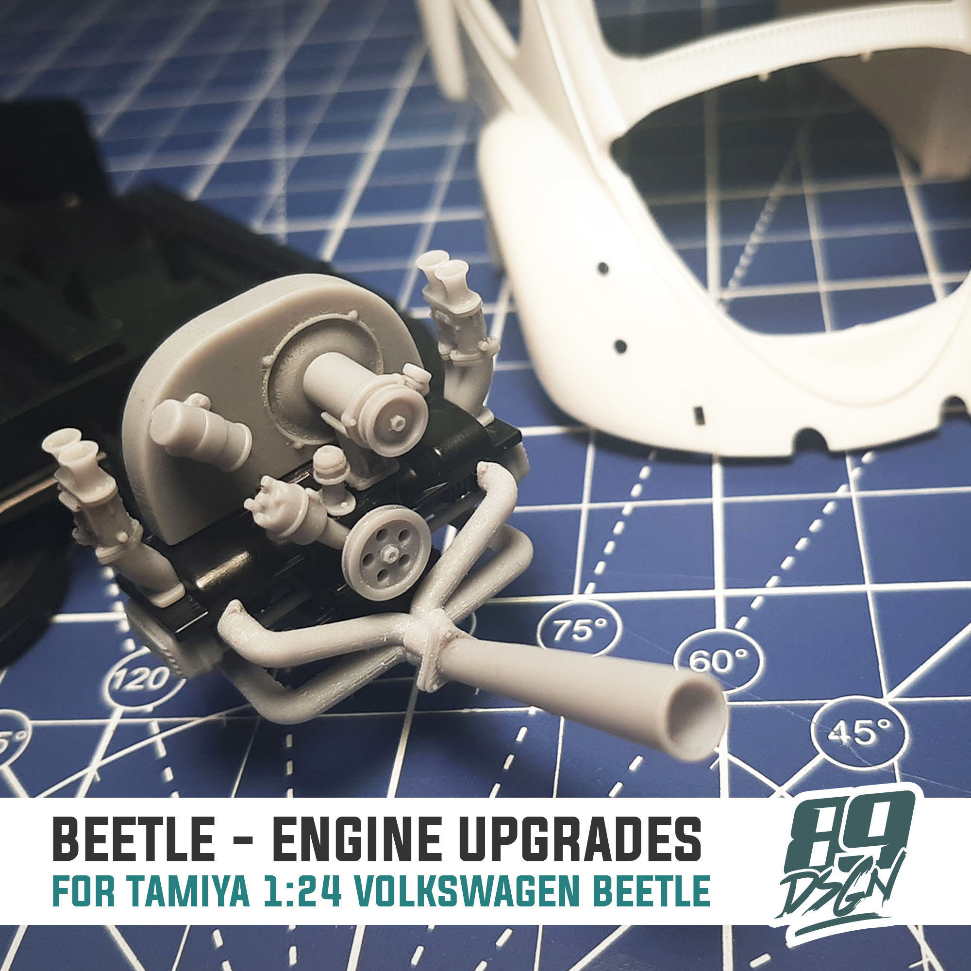 VW Tamiya 1300 Beetle - Engine upgrade parts kit 3D print model_2