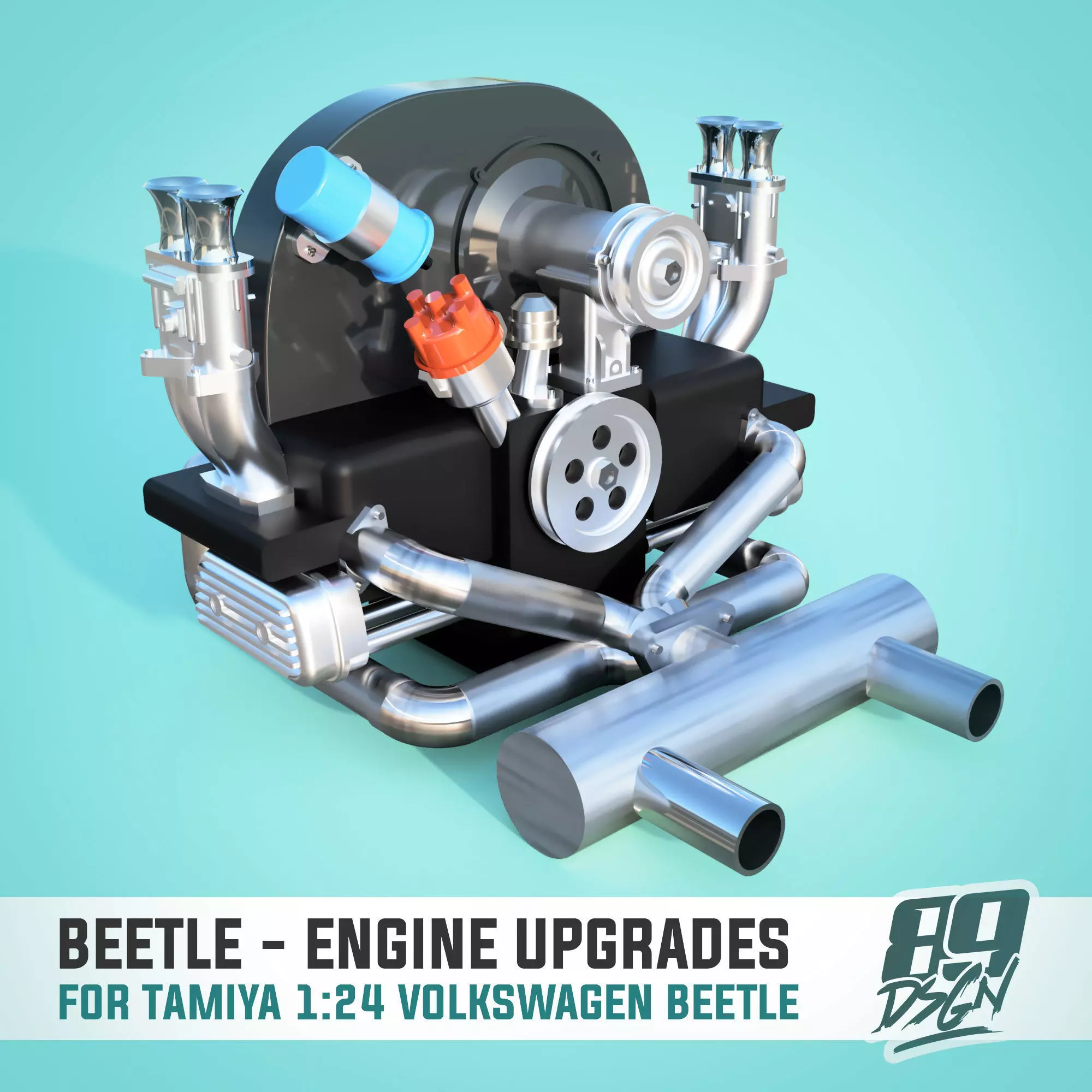 VW Tamiya 1300 Beetle - Engine upgrade parts kit 3D print model_0
