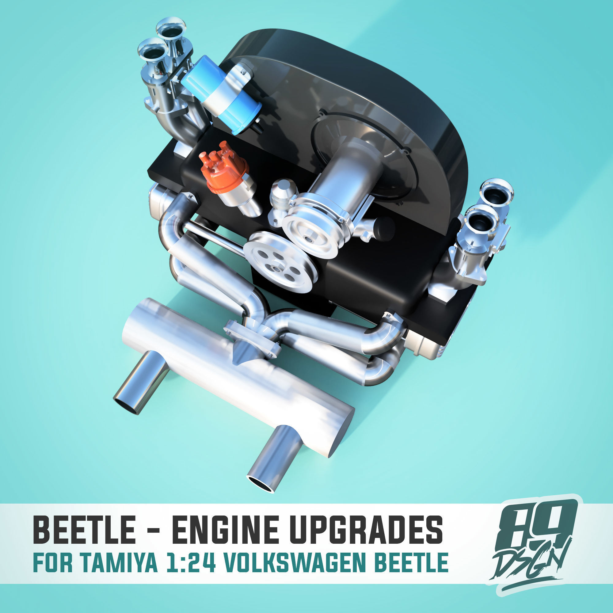 VW Tamiya 1300 Beetle - Engine upgrade parts kit 3D print model_1