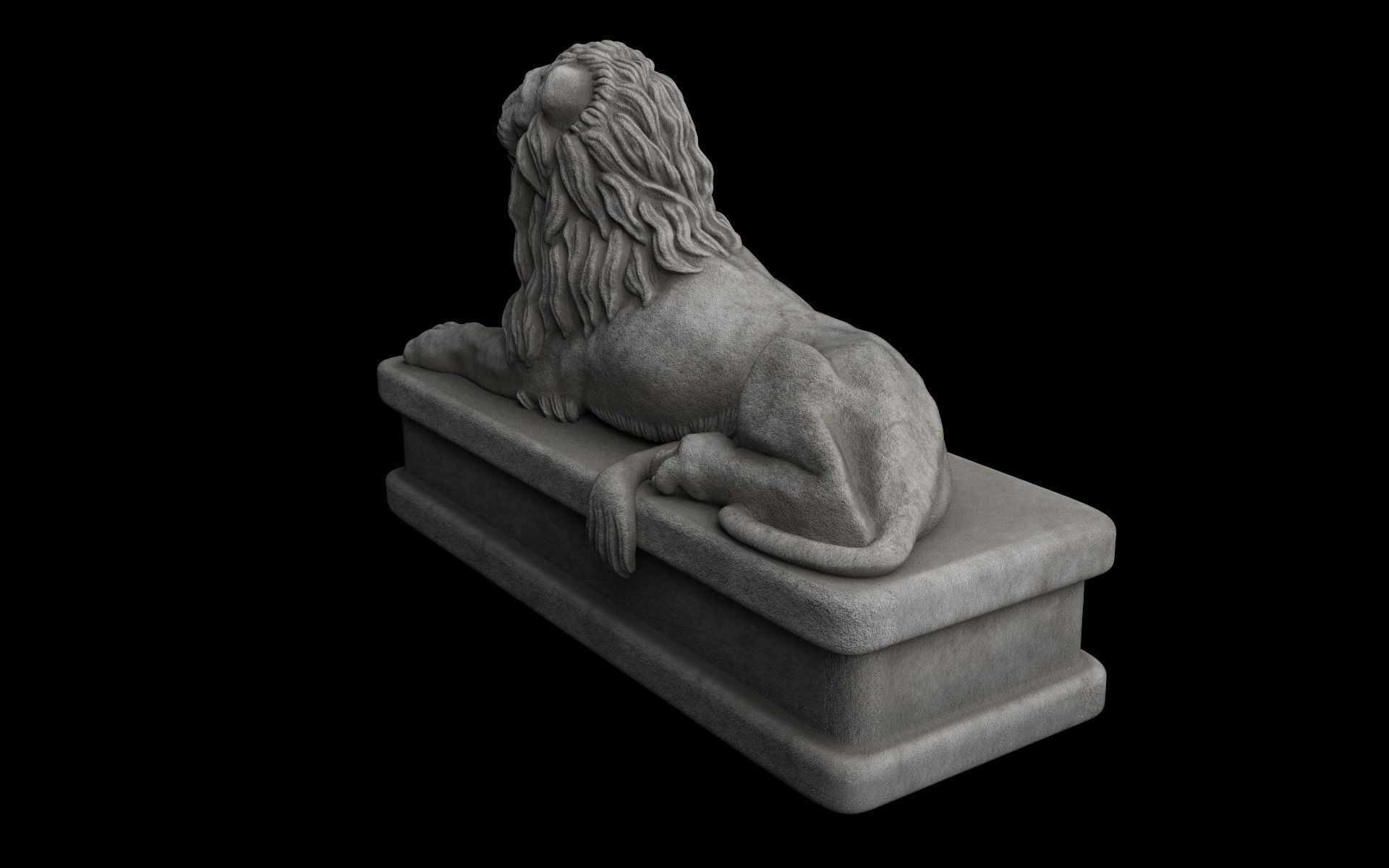 Lion statue white stone Low-poly 3D model_5