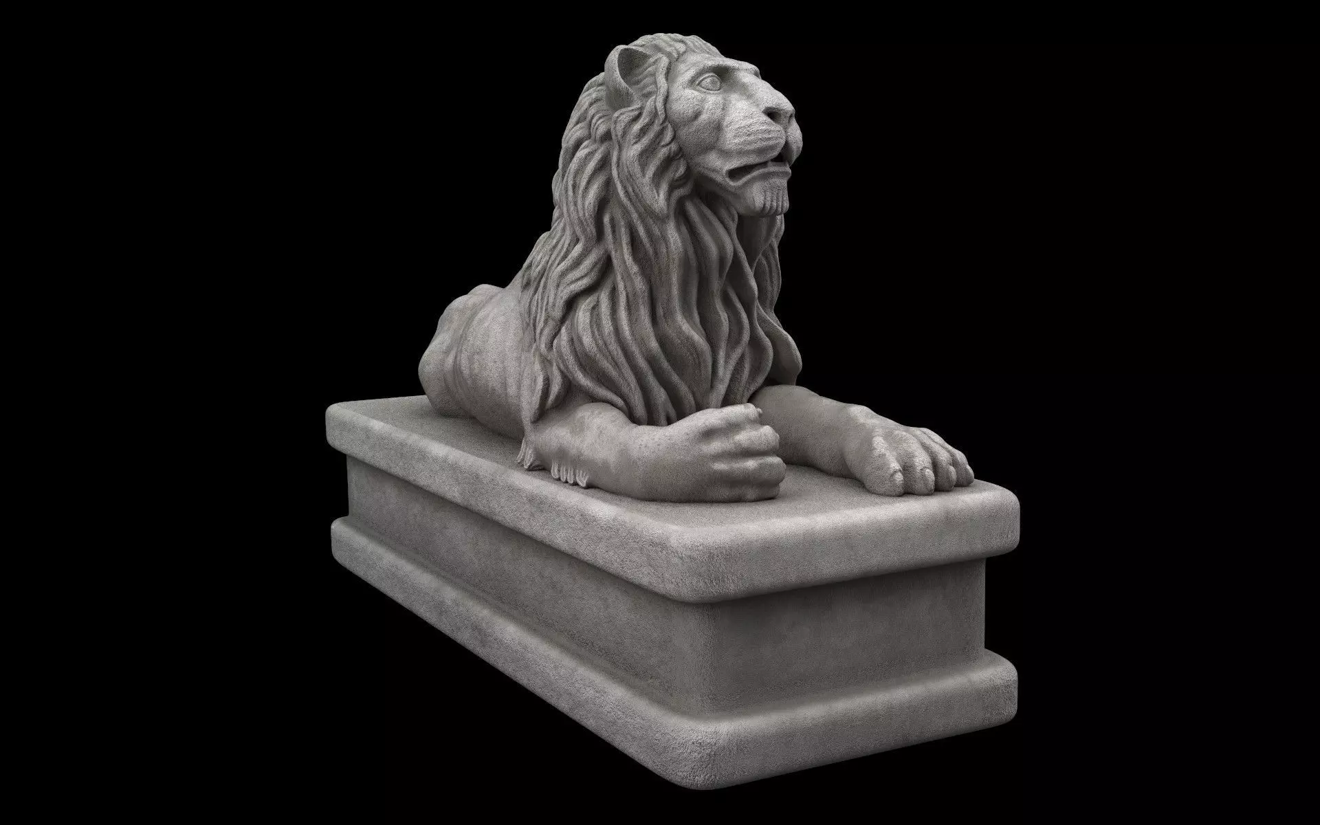 Lion statue white stone Low-poly 3D model_0