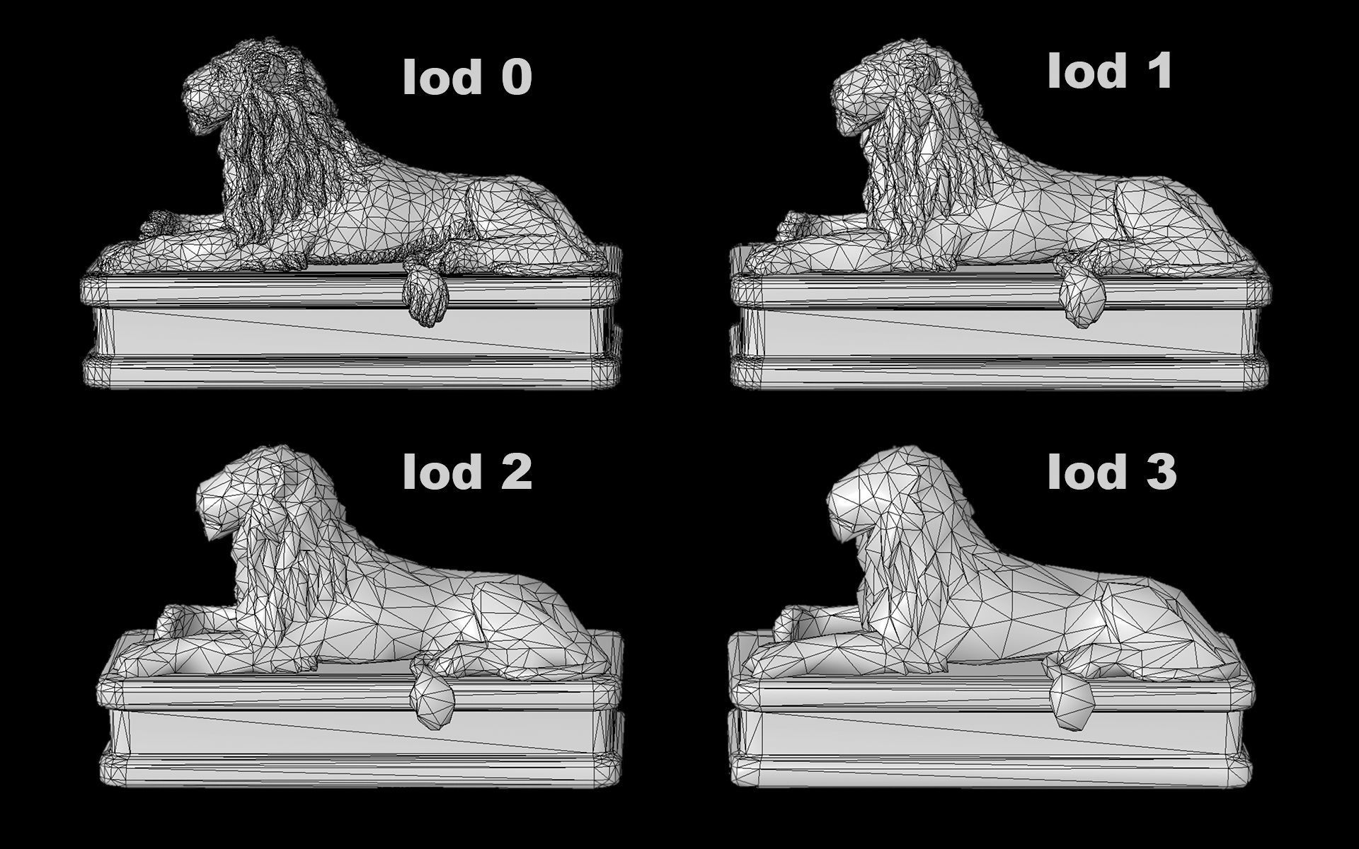 Lion statue white stone Low-poly 3D model_7