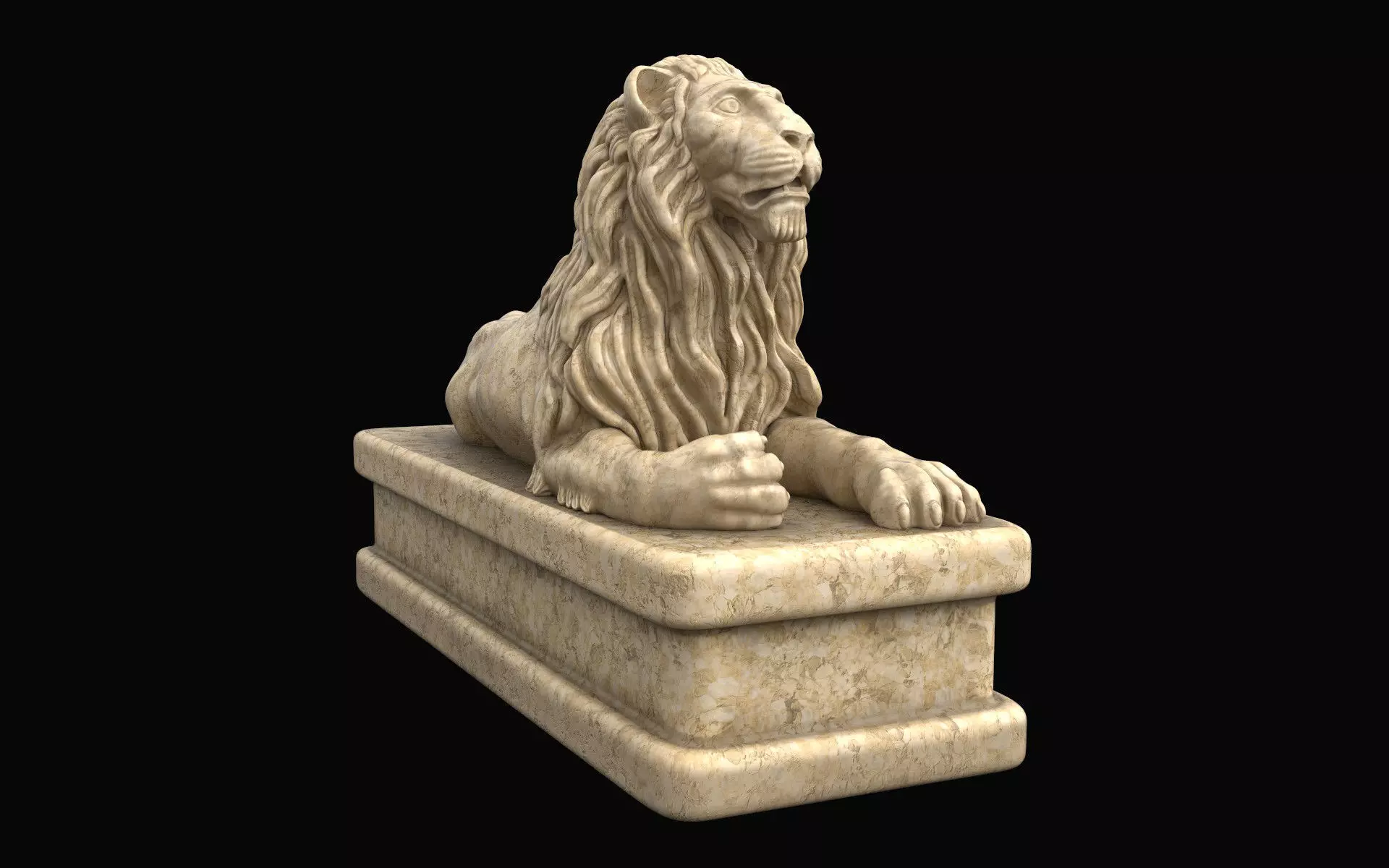 Lion statue marble Low-poly 3D model_0
