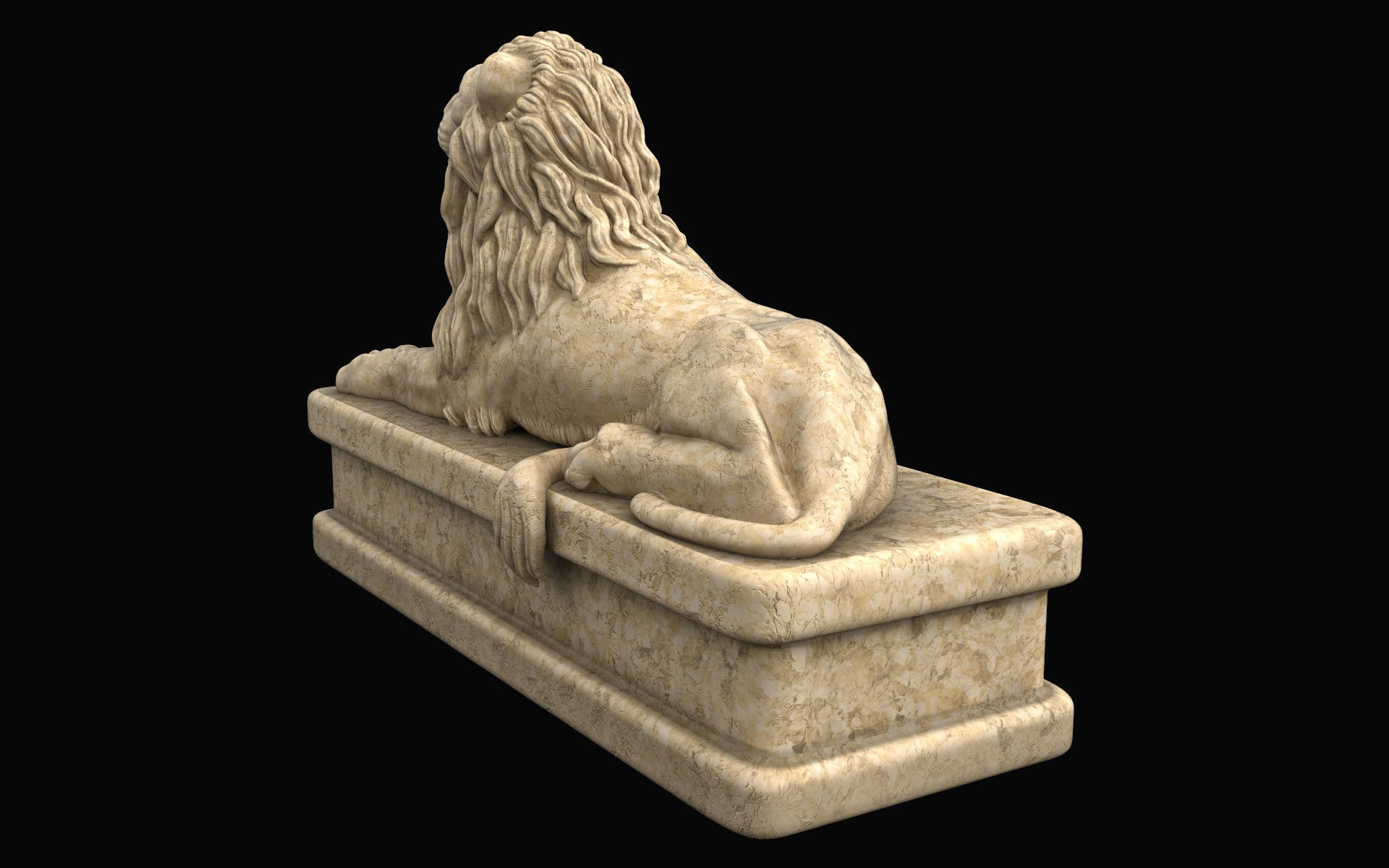 Lion statue marble Low-poly 3D model_4