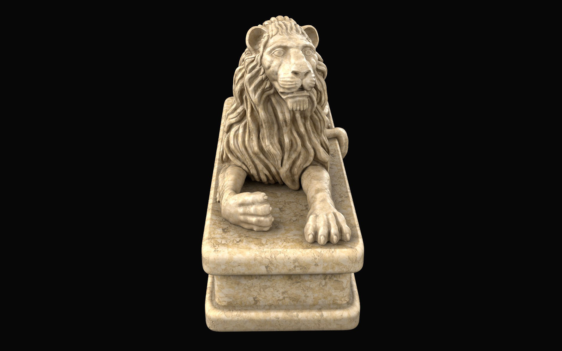Lion statue marble Low-poly 3D model_6