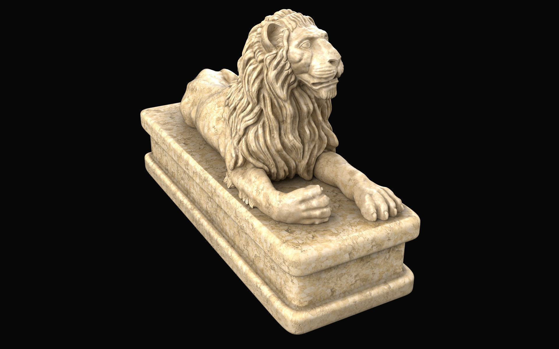 Lion statue marble Low-poly 3D model_5