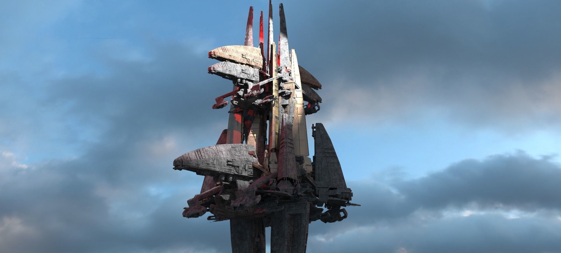 Dark Terra Former Mining collony Kitbash 3D model_1