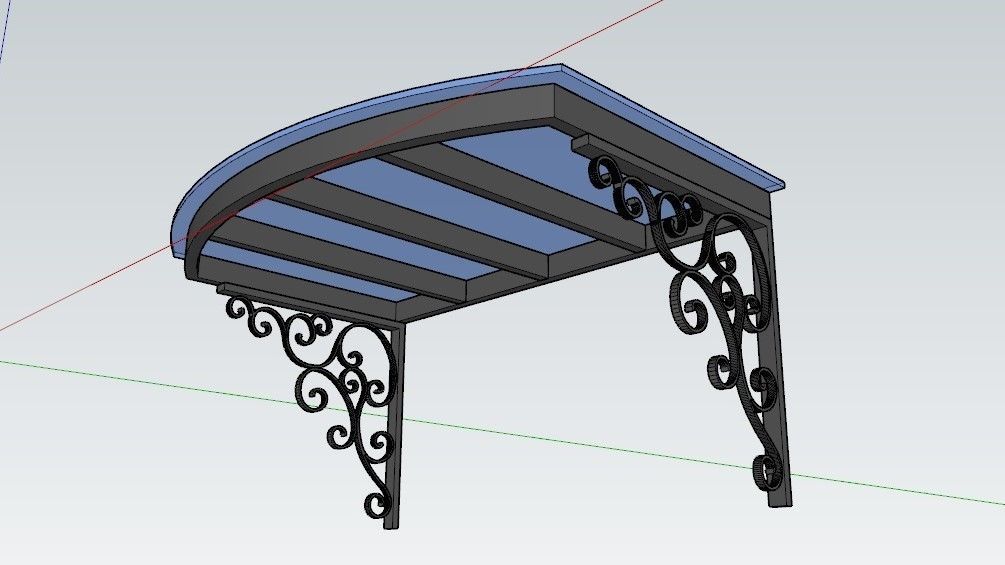 Iron Glass Roof Art Mounted Villa Facade 3D model 3D model_3