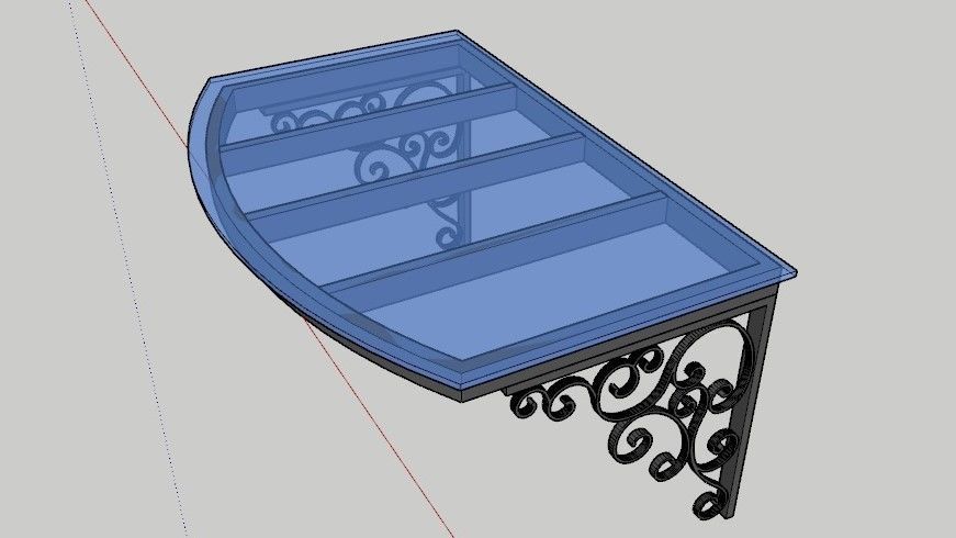 Iron Glass Roof Art Mounted Villa Facade 3D model 3D model_4