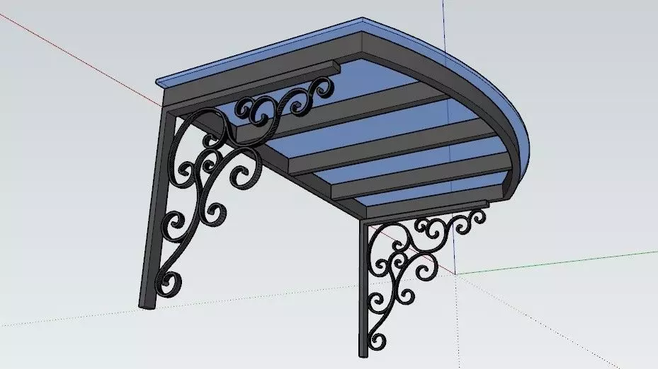 Iron Glass Roof Art Mounted Villa Facade 3D model 3D model_0