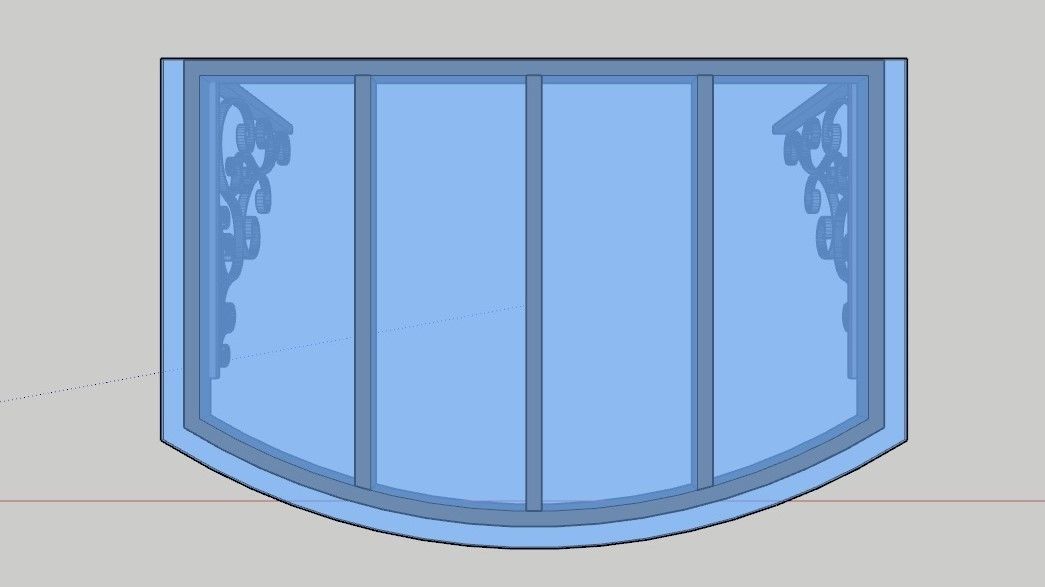 Iron Glass Roof Art Mounted Villa Facade 3D model 3D model_1