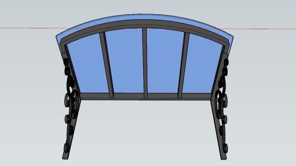 Iron Glass Roof Art Mounted Villa Facade 3D model 3D model_2