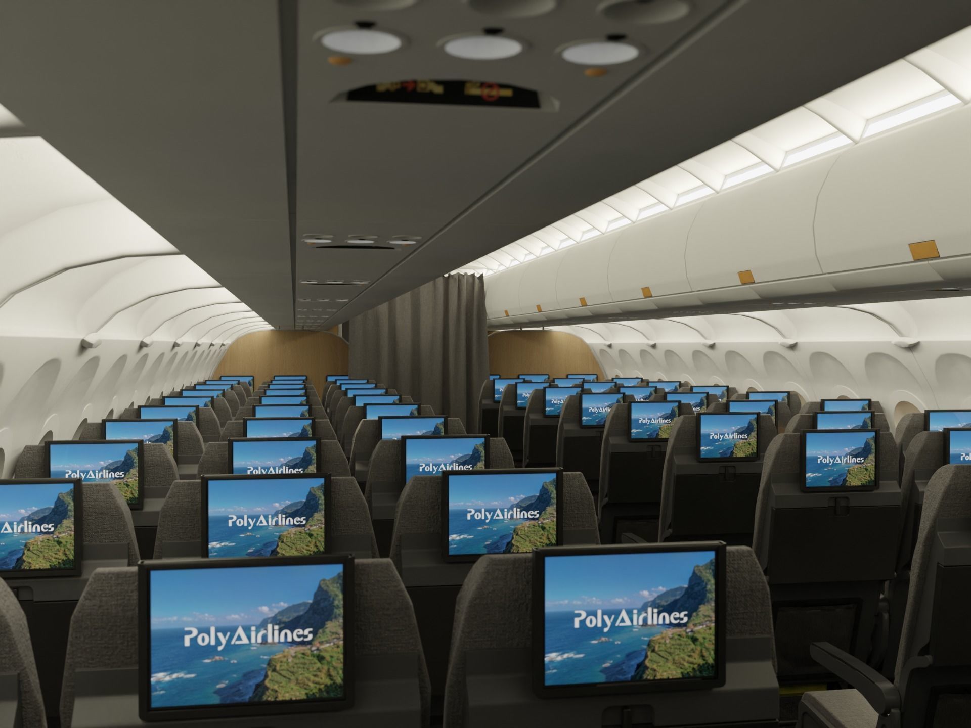Airplane Interior Low-poly 3D model_1