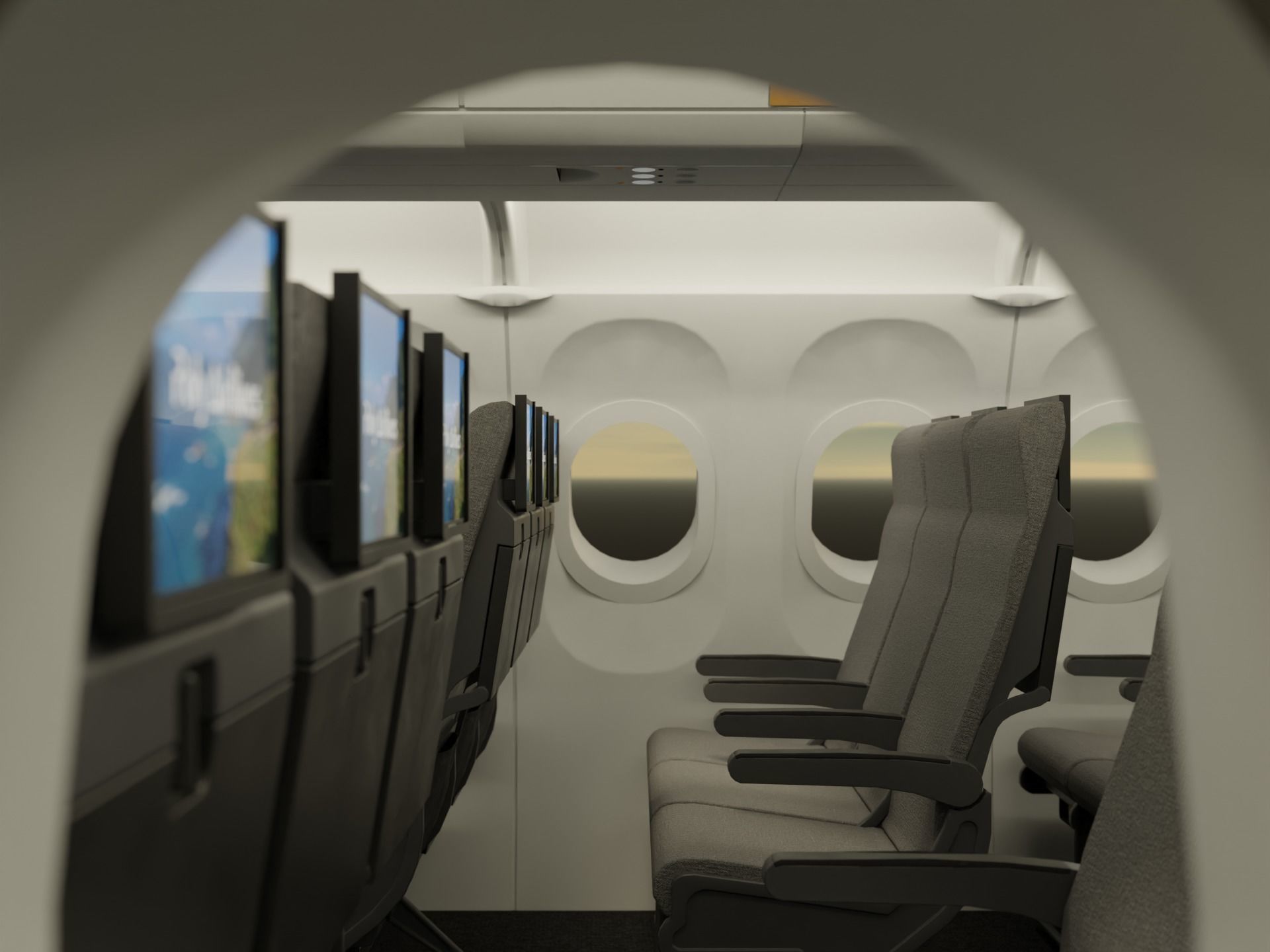 Airplane Interior Low-poly 3D model_4