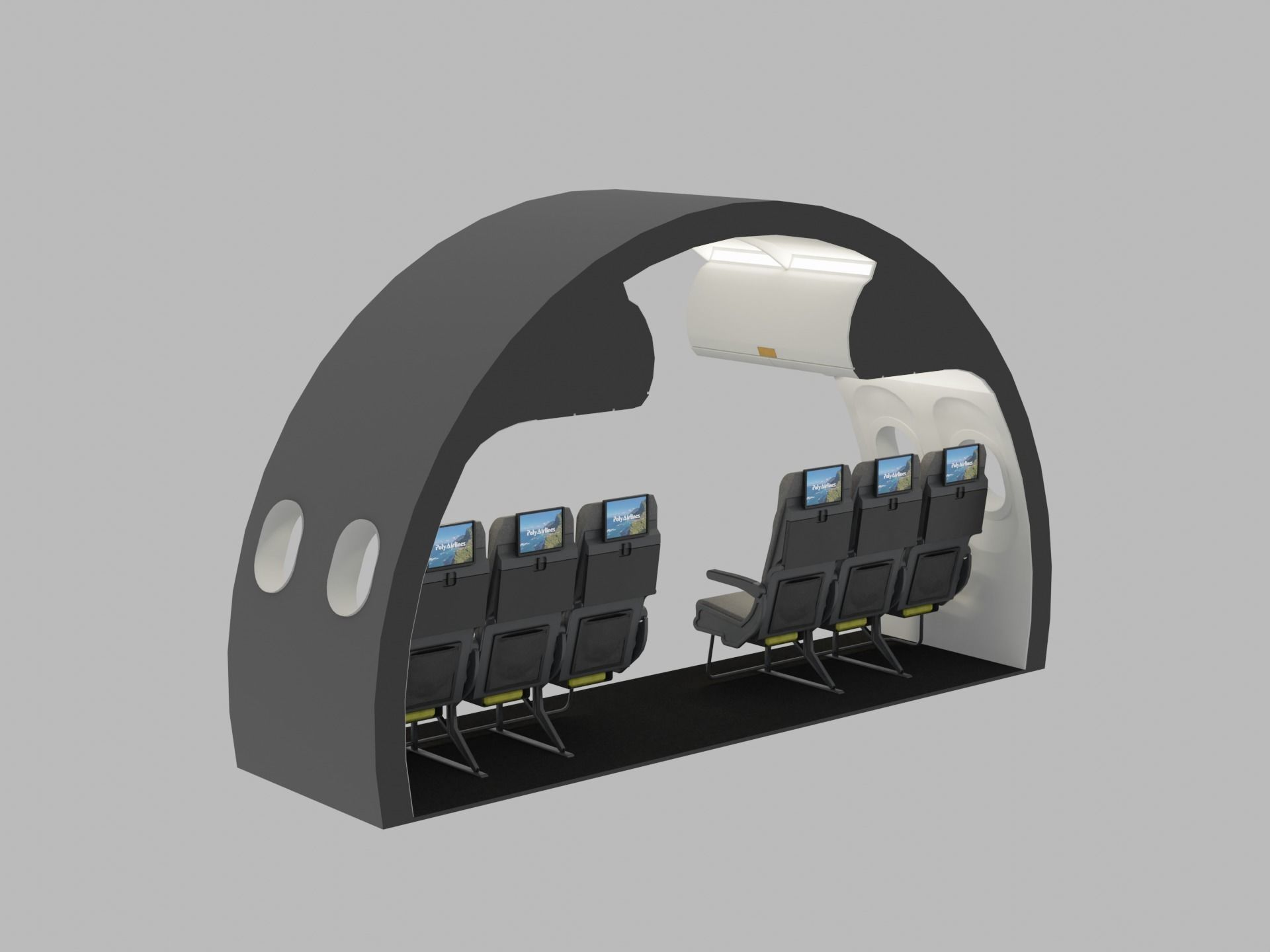 Airplane Interior Low-poly 3D model_8