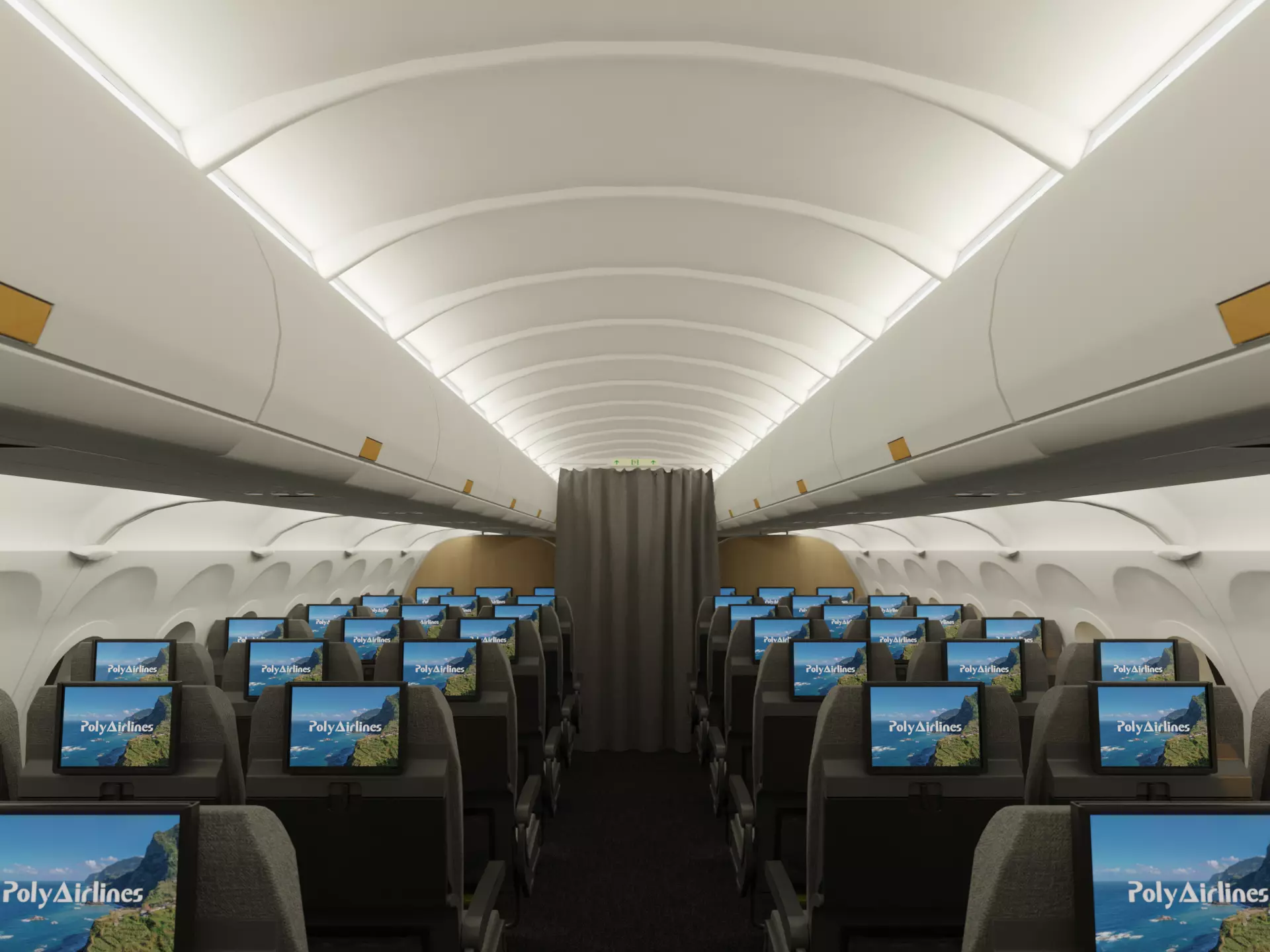 Airplane Interior Low-poly 3D model_0