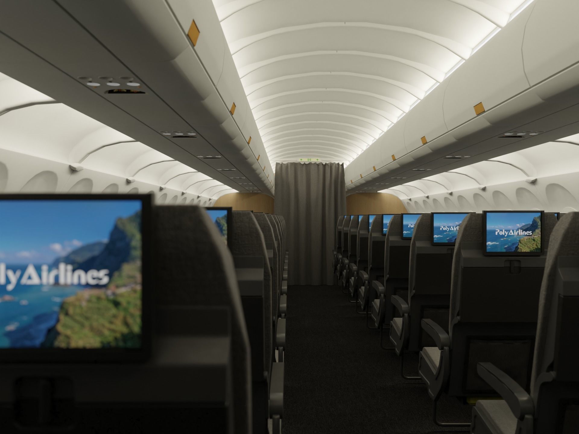 Airplane Interior Low-poly 3D model_2