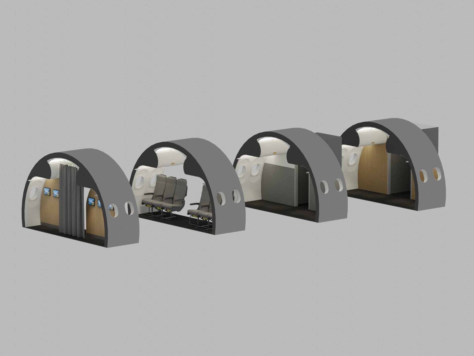 Airplane Interior Low-poly 3D model_5