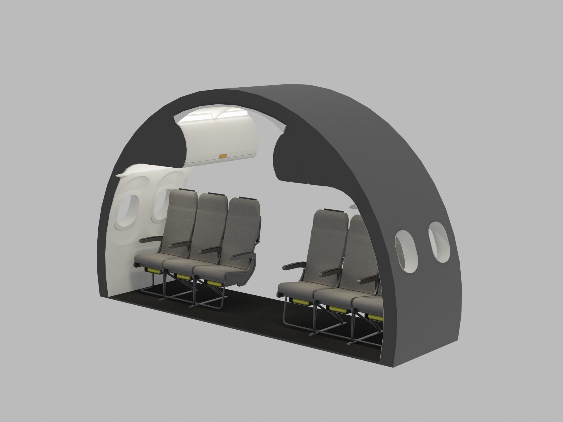 Airplane Interior Low-poly 3D model_7