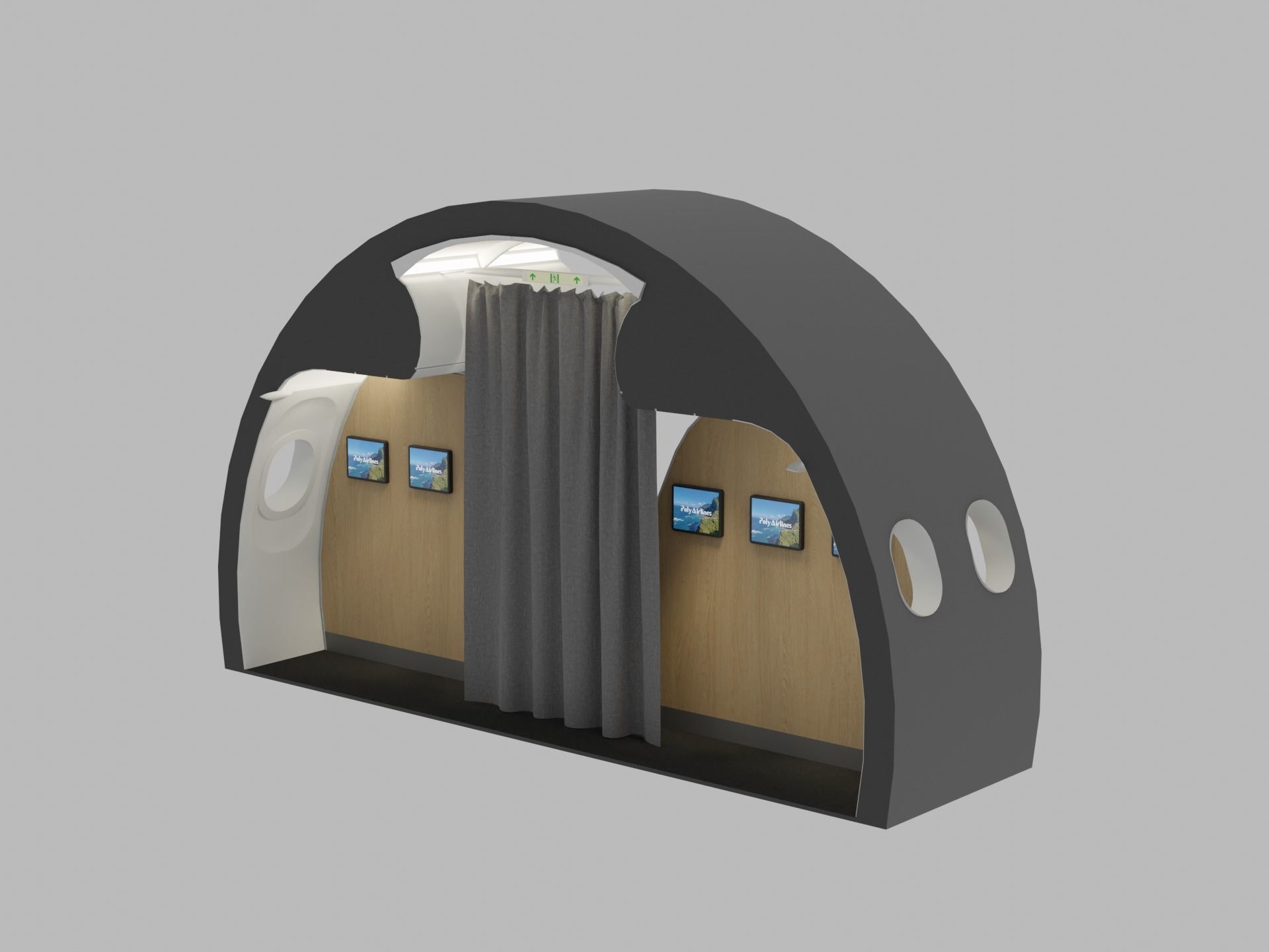 Airplane Interior Low-poly 3D model_10