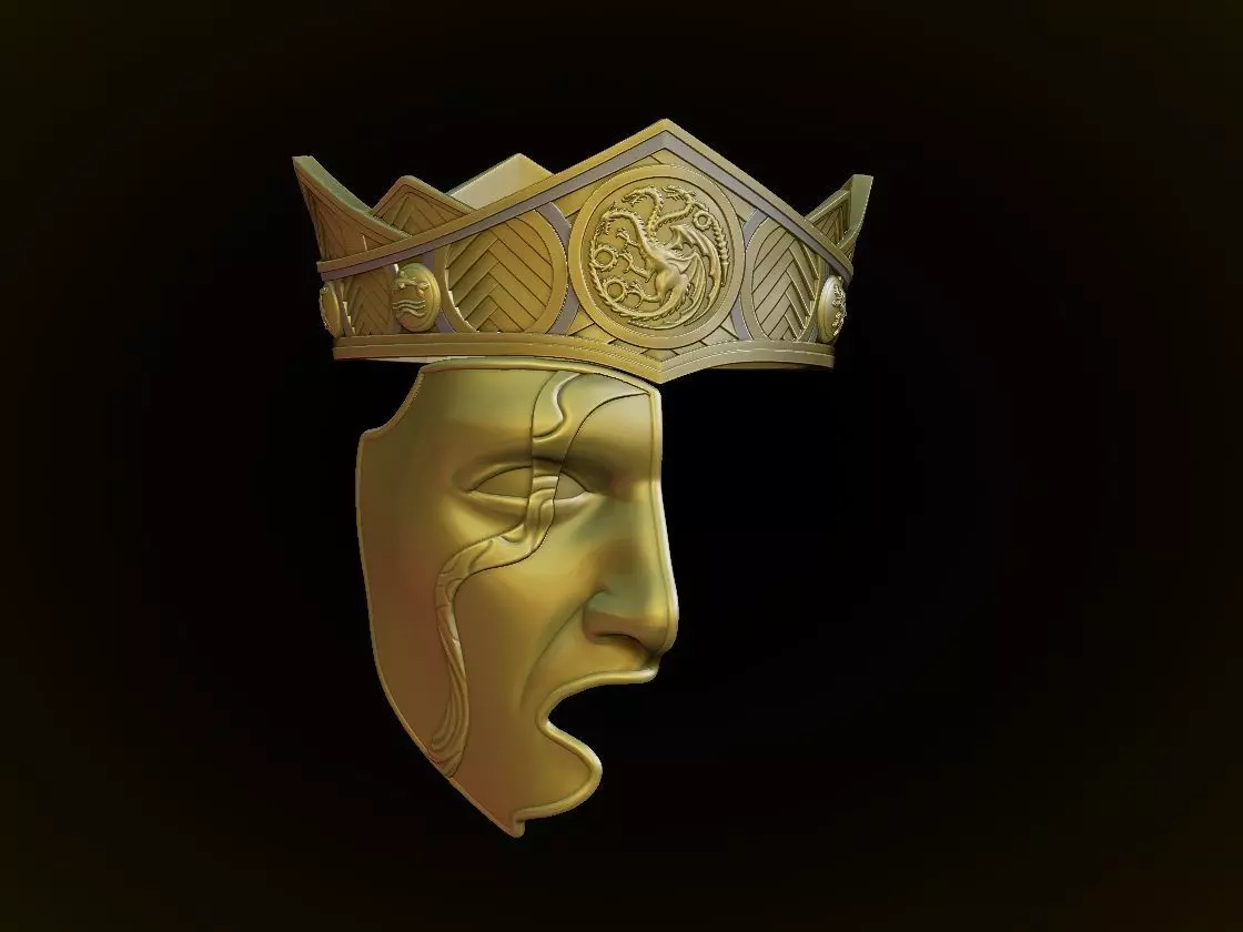 Viserys Targaryen crown and Face mask 3d digital download 3D print model_0