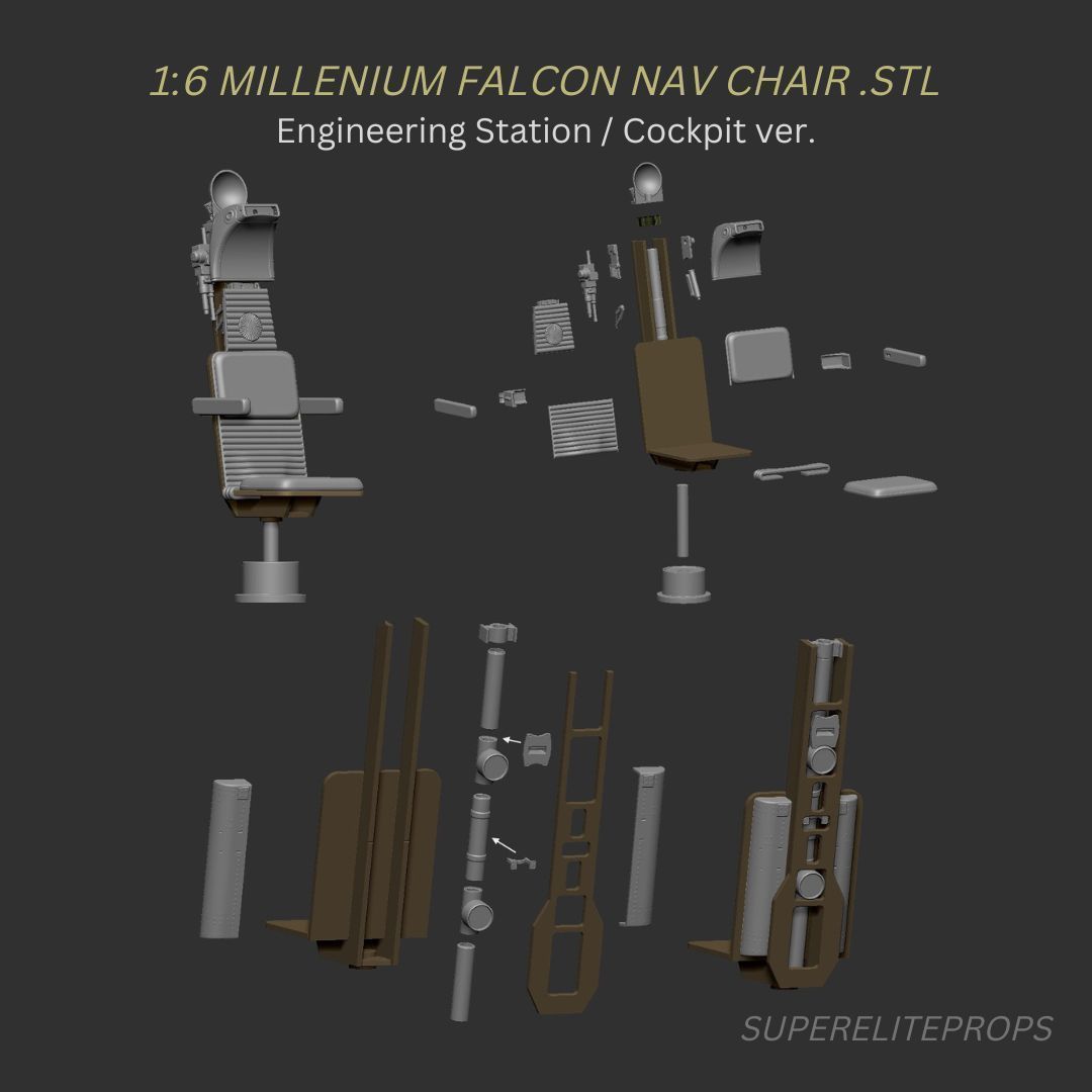 Millennium Falcon Chair for Cockpit Jazzinc upgrade 6th Scale  3D model_1