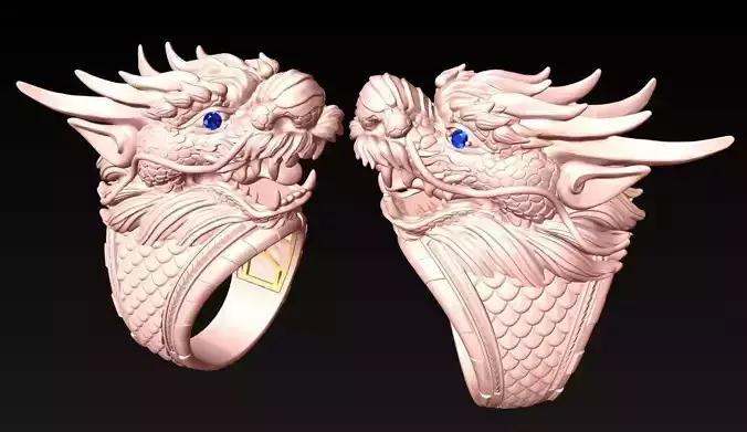 Dragon Ring - Mens Ring - N931 3D print model