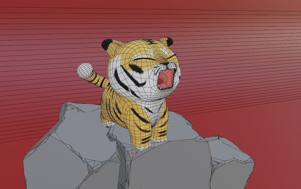 Cute Tiger with fur 3D model_3