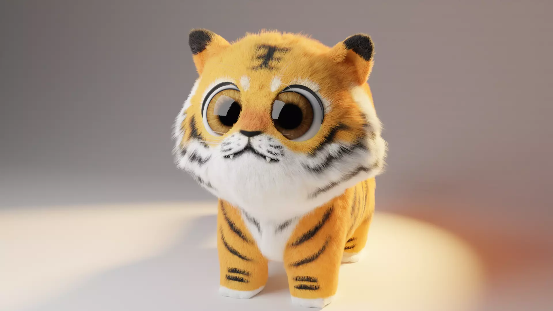 Cute Tiger with fur 3D model_0