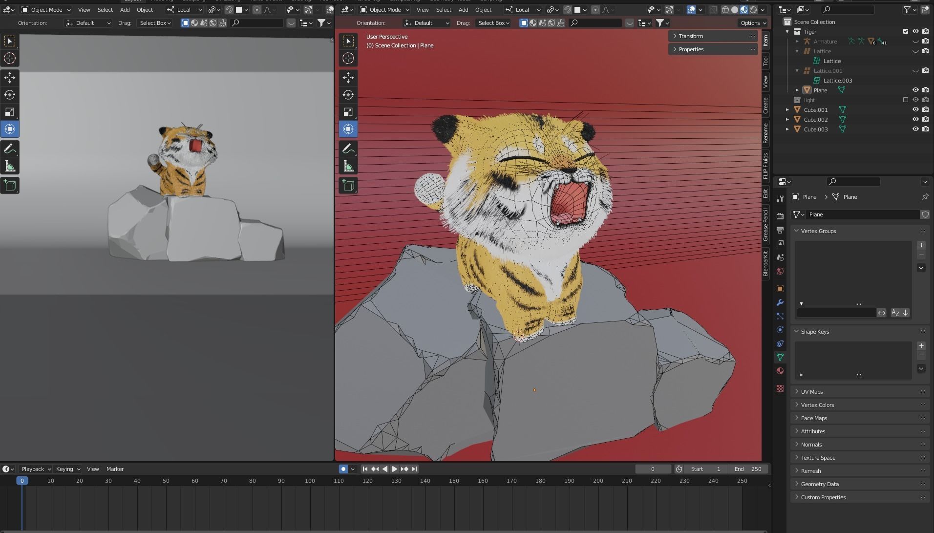 Cute Tiger with fur 3D model_2