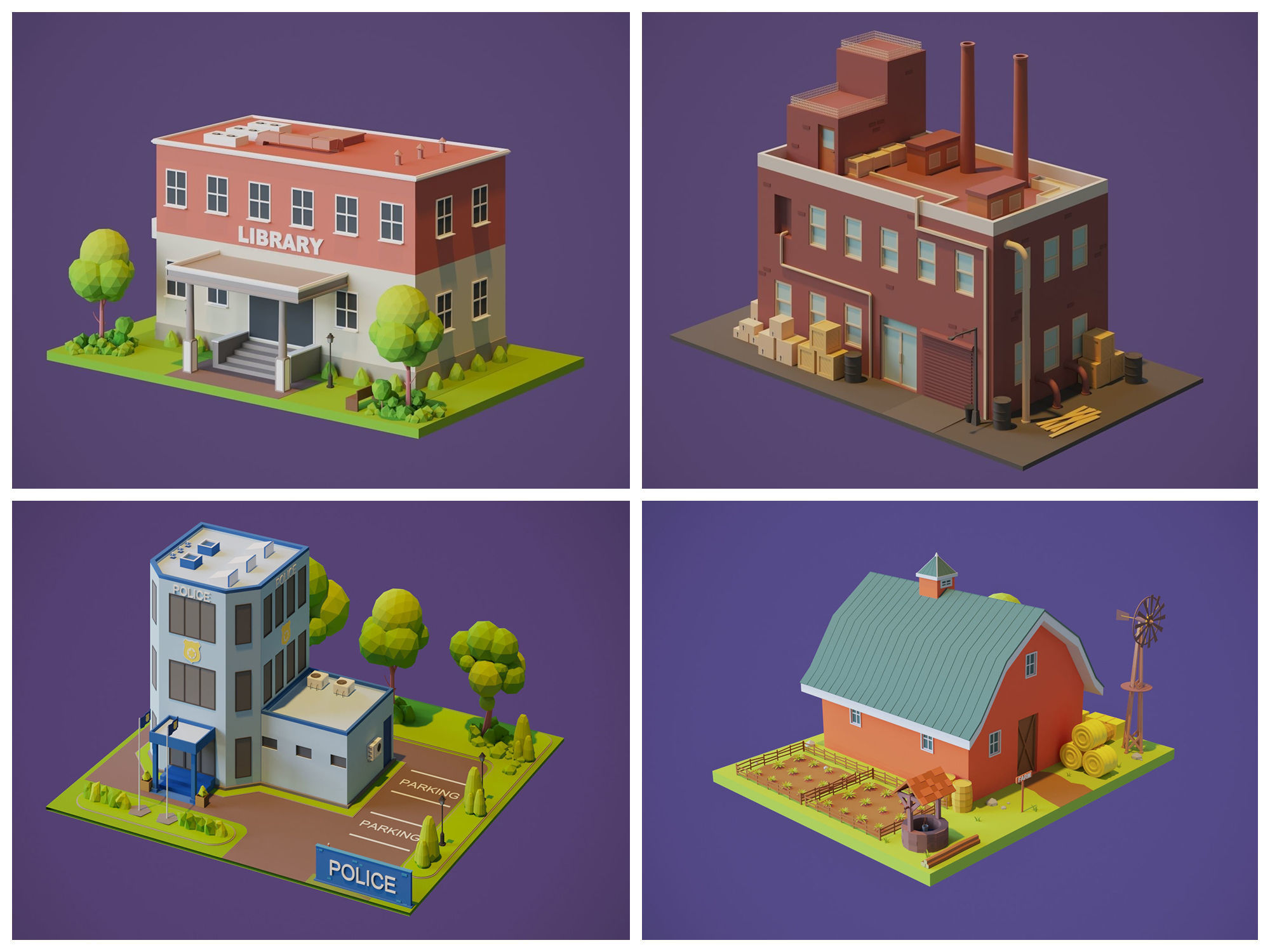 Cartoon Houses and Buildings 3D Model Collection _13