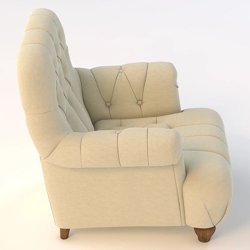 1860 Napoleonic Tufted Upholstered Chair 3D model 4