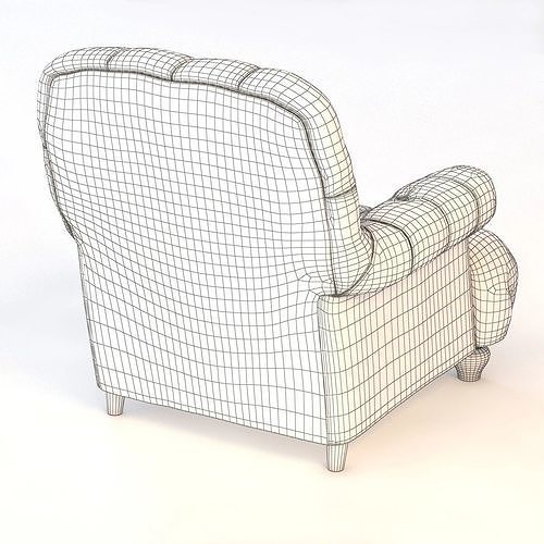 1860 Napoleonic Tufted Upholstered Chair 3D model 7
