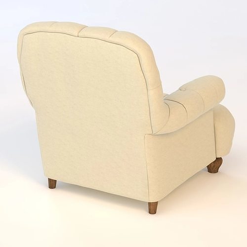 1860 Napoleonic Tufted Upholstered Chair 3D model 6