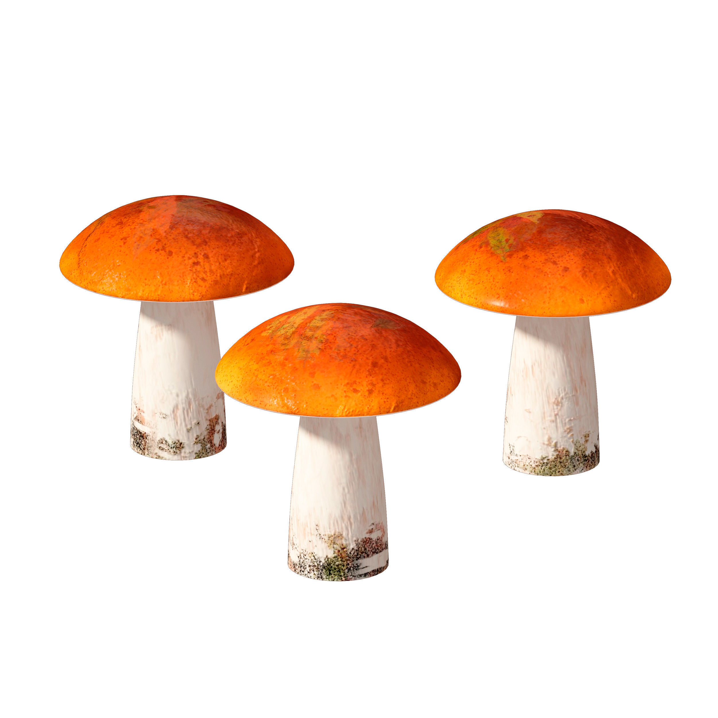 Mushrooms Set three orange 3D model_3